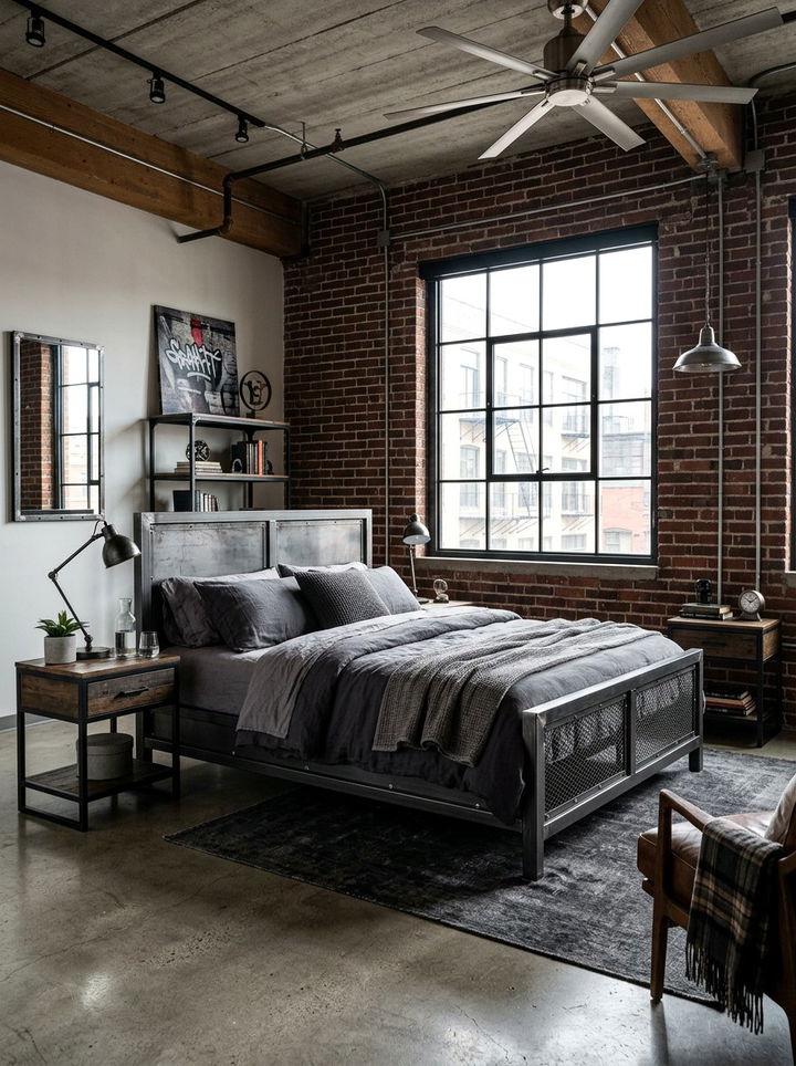 Industrial Gray Metal Bedroom - 30 gray bedroom furniture ideas