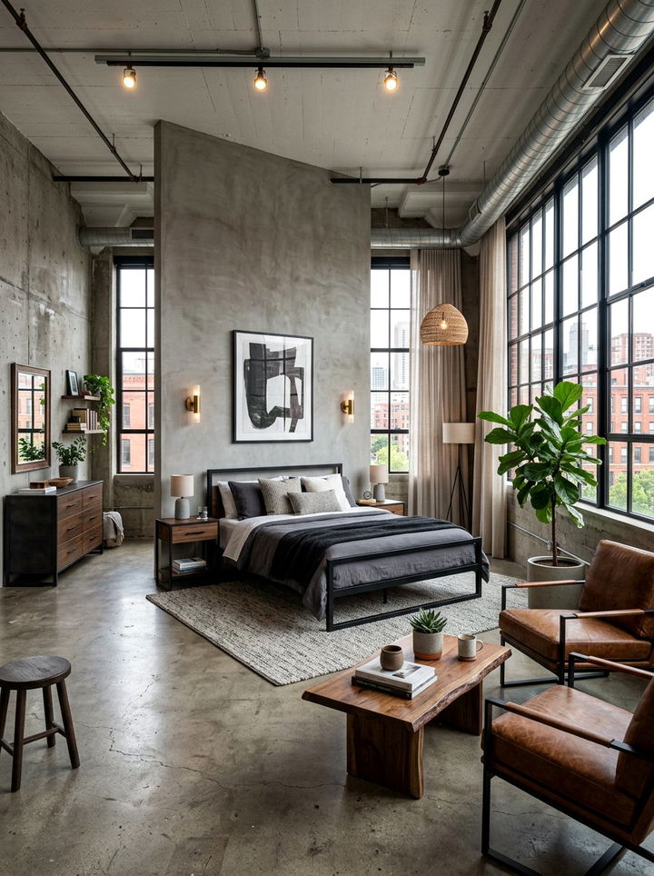 Industrial Grey Concrete Bedroom - 30 grey bedroom decor ideas