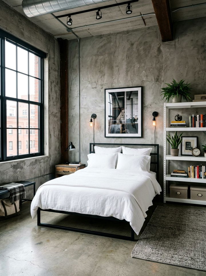 Industrial Grey and White Bedroom - 30 grey and white bedroom ideas