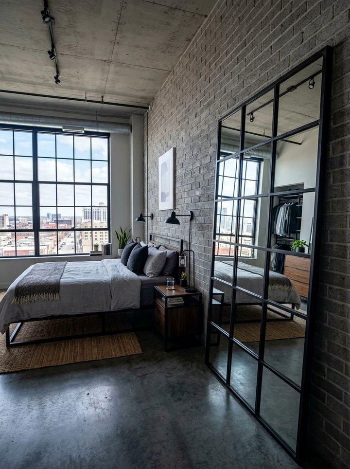 Industrial Grid Floor Mirror - 30 bedroom full length mirrors