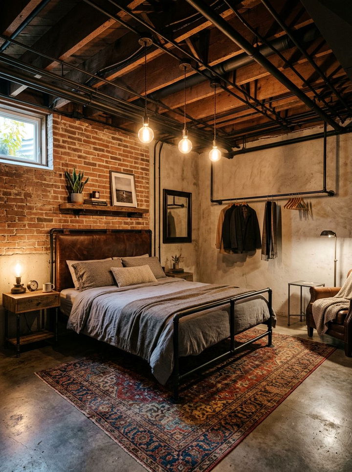 Industrial Guest Room - 30 basement bedroom ideas