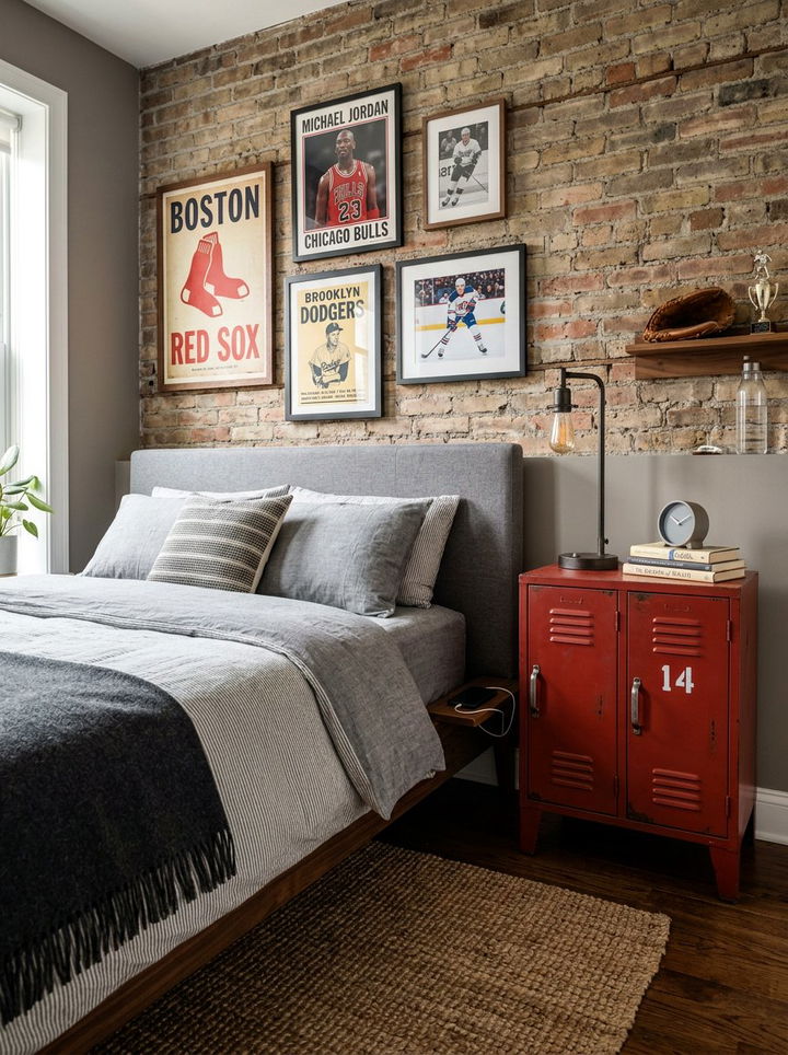 Industrial Locker Nightstand - 30 football bedroom ideas