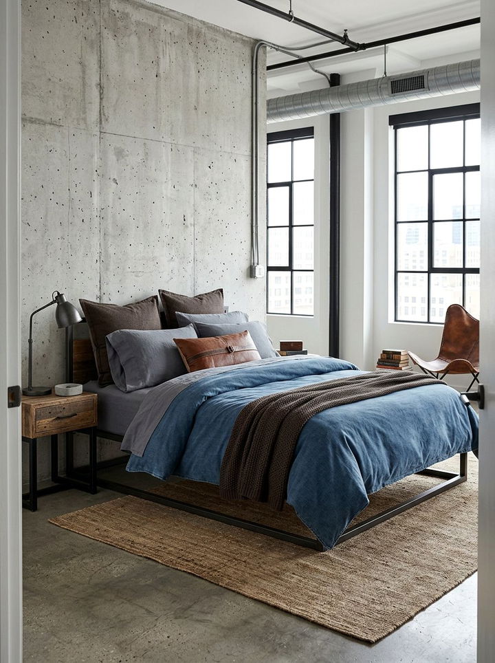 Industrial Loft Bedding - 30 bedroom layered bedding ideas