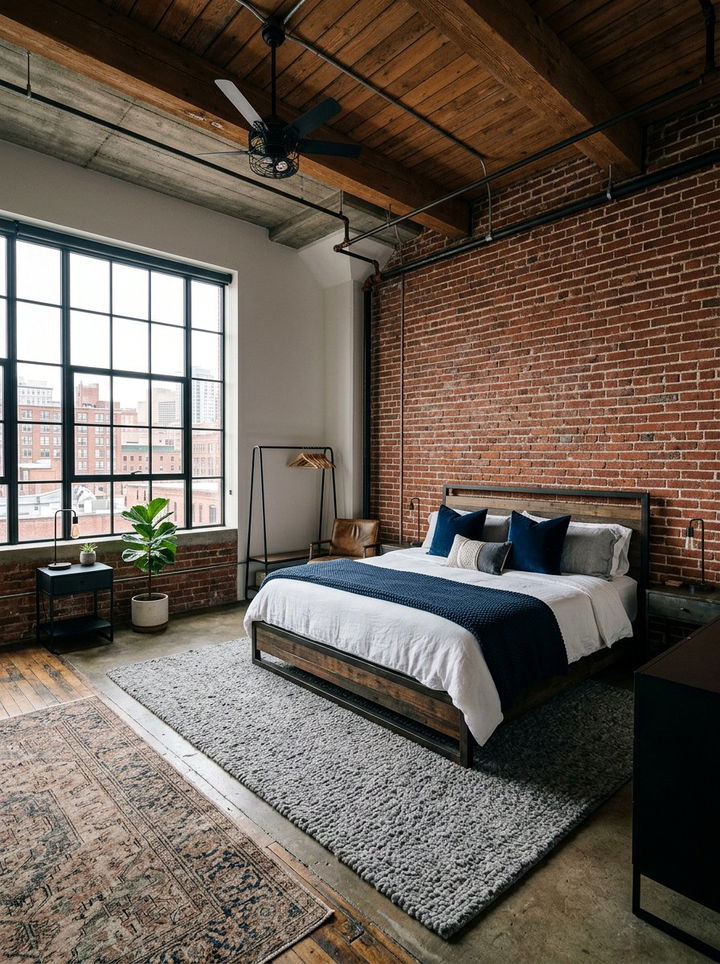 Industrial Loft Bedroom - 30 cozy bedroom settings