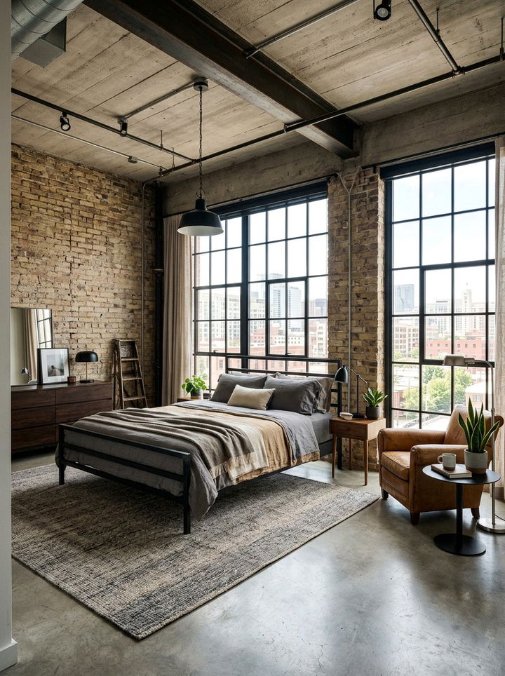 Industrial Loft Bedroom - 30 masculine bedroom ideas