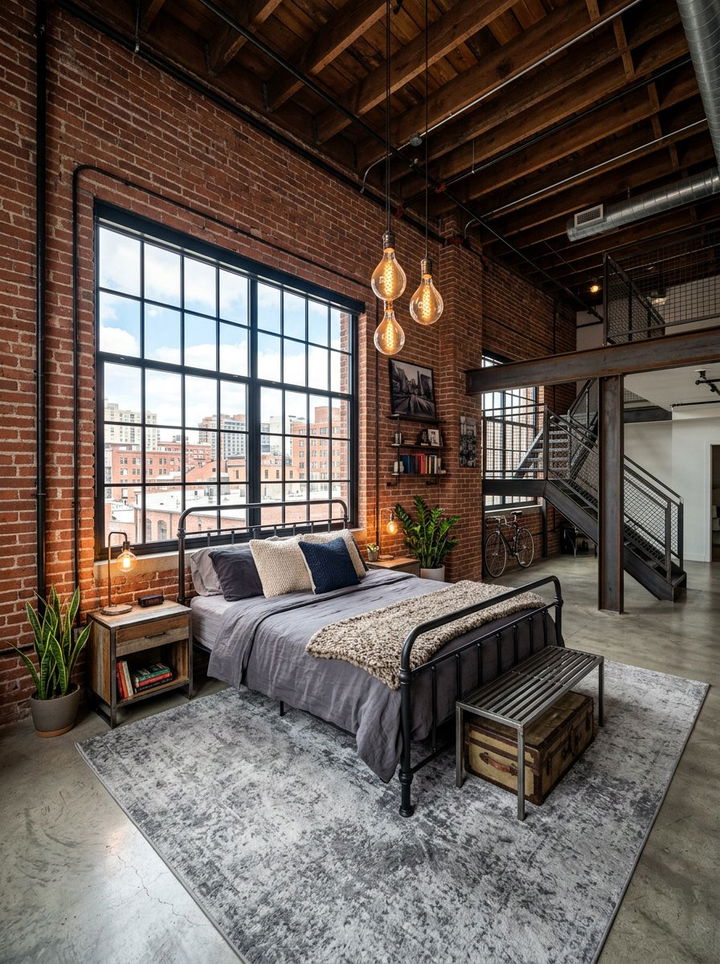 Industrial Loft Bedroom - 30 model home bedroom ideas