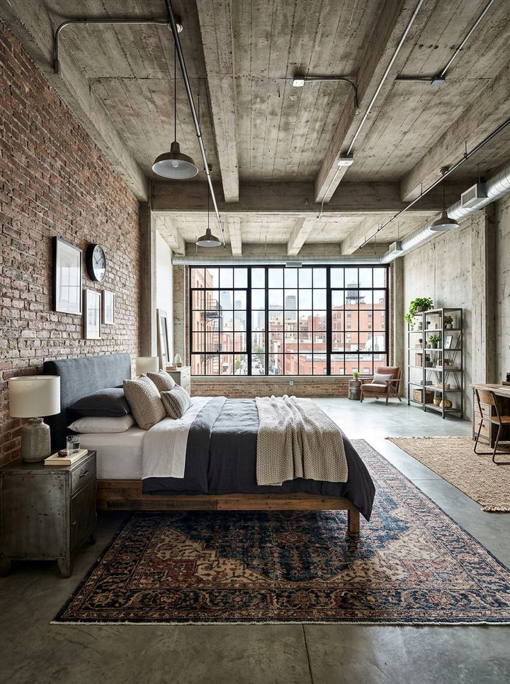 Industrial Loft Bedroom - 30 open concept bedroom ideas