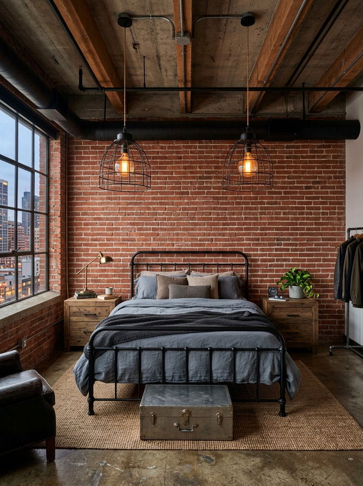 Industrial Loft Bedroom - 30 viral bedroom ideas
