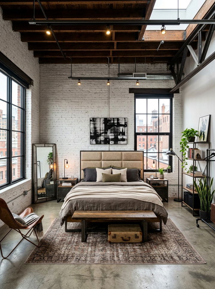 Industrial Loft Bedroom - 30 beige and white bedroom ideas