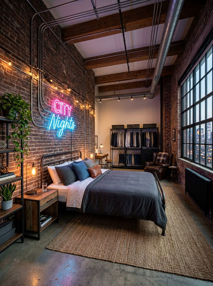 Industrial Loft Neon Style - 30 neon color bedroom ideas