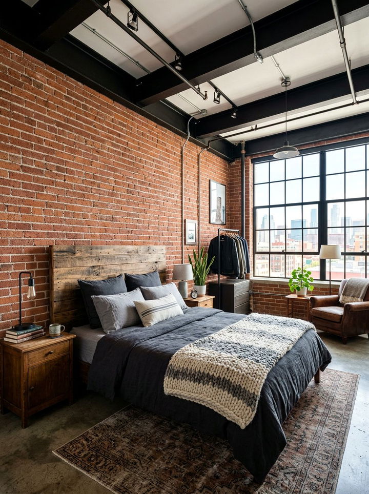 Industrial Loft Style Bedroom - 30 penthouse bedroom ideas