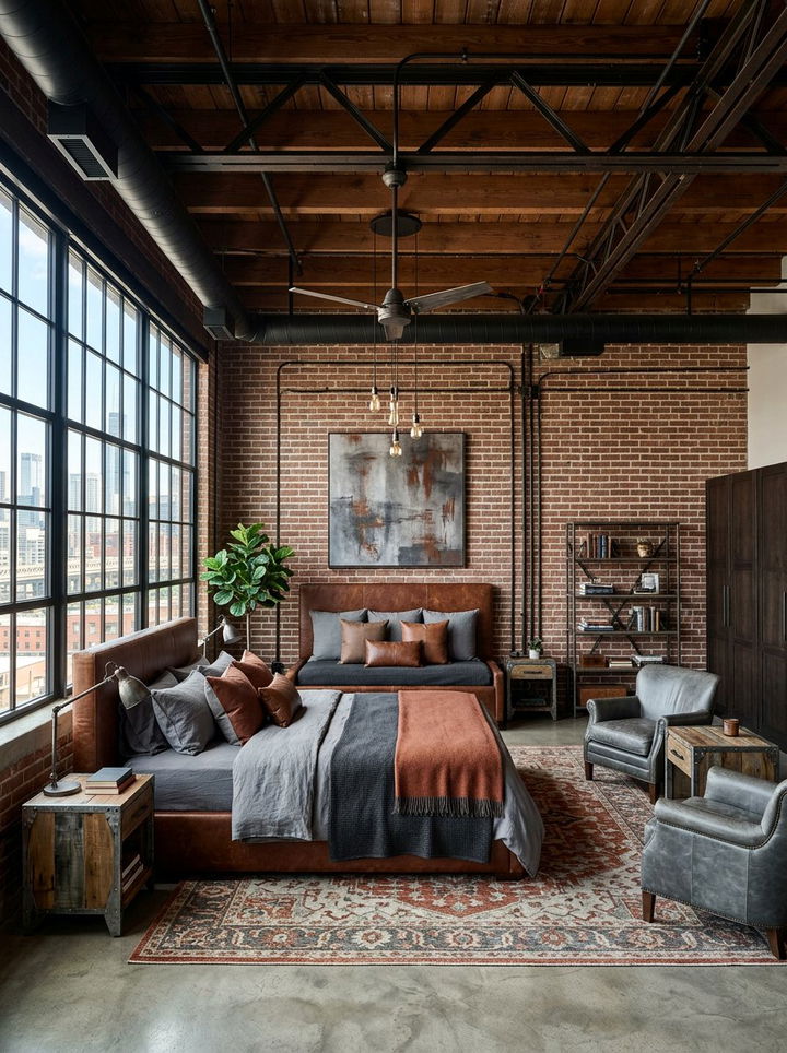 Industrial Loft Style Master Bedroom - 30 mansion bedroom ideas