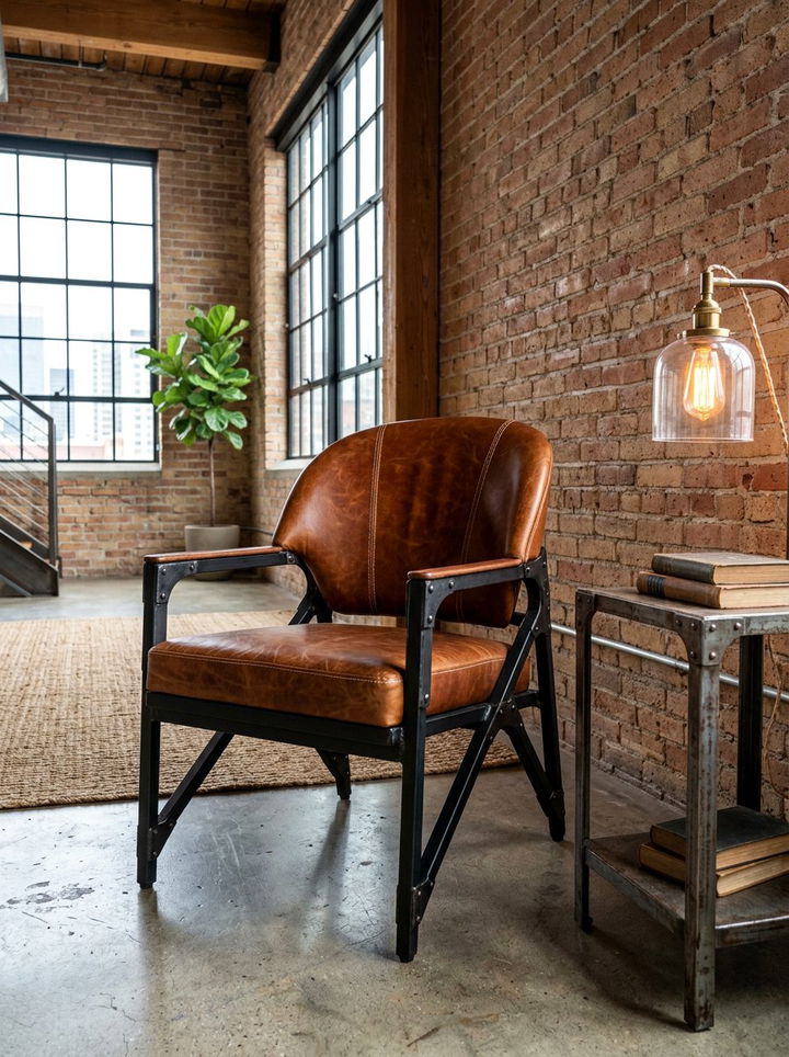 Industrial Metal Accent Chair - 30 bedroom reading nook ideas