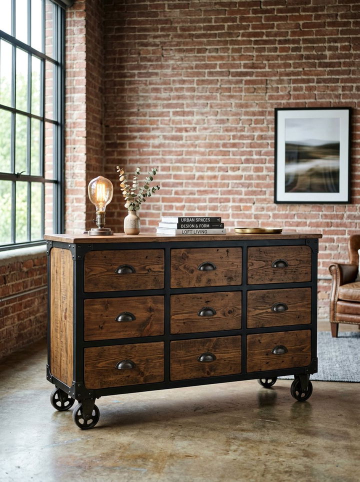Industrial Metal And Wood Dresser - 30 bedroom dressers