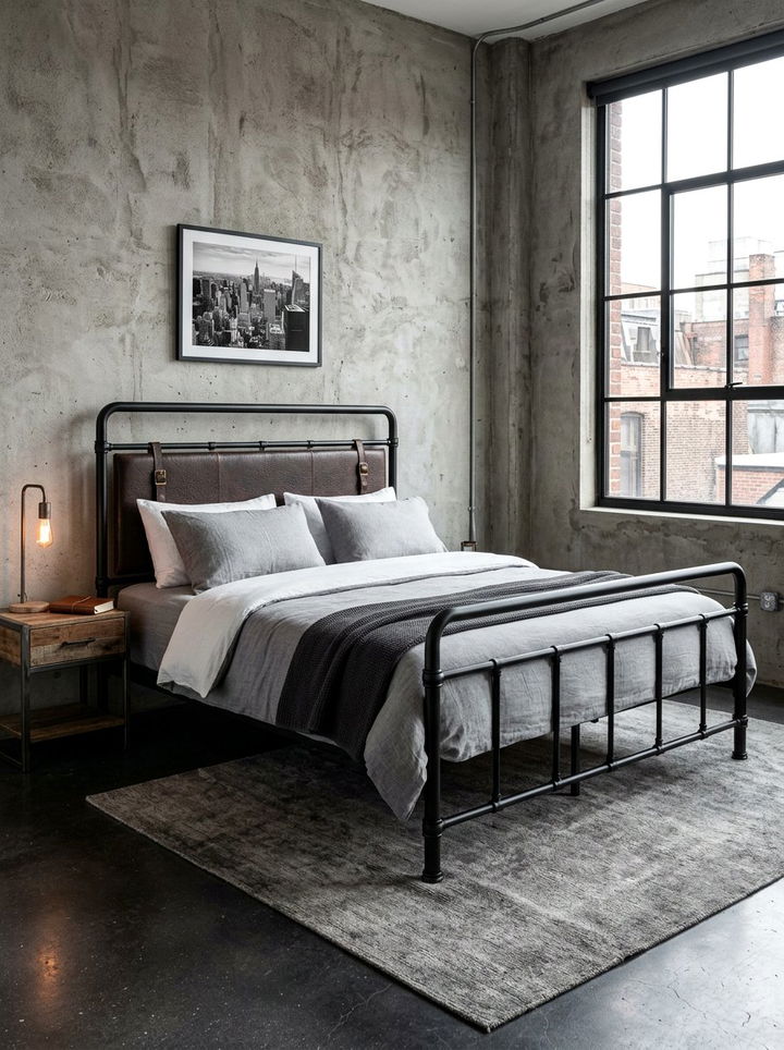 Industrial Metal Bed Frame - 30 bedroom focal point ideas