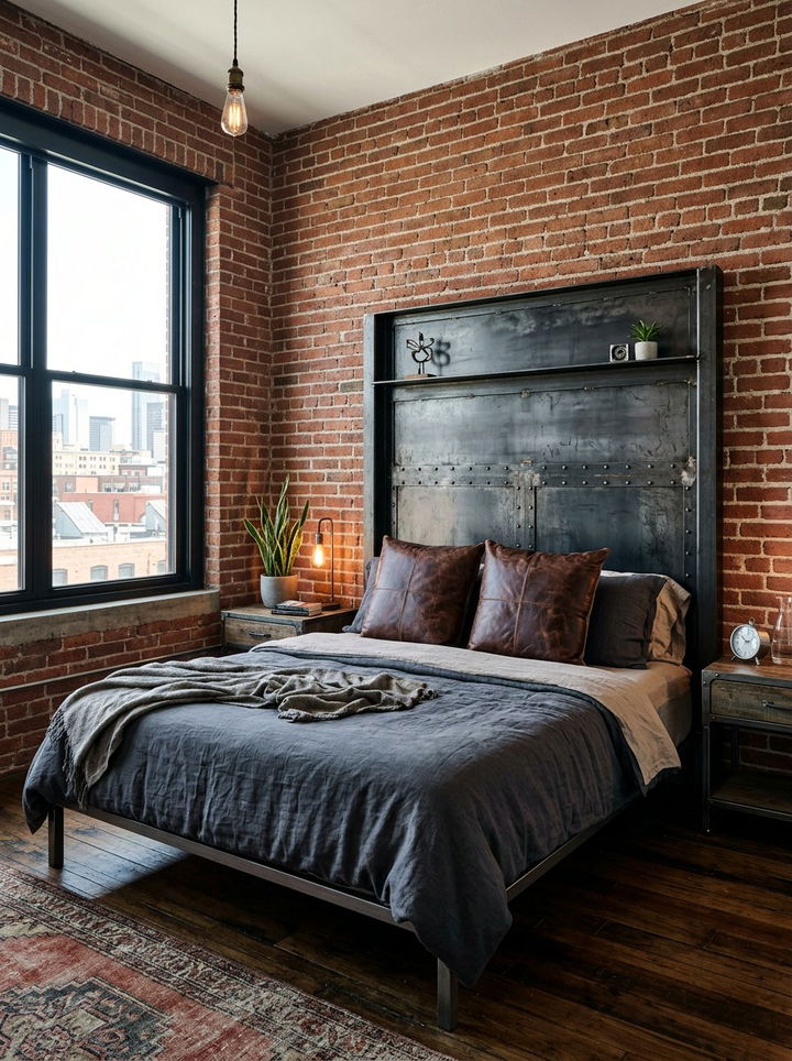 Industrial Metal Floating Headboard - 30 bedroom floating headboard ideas
