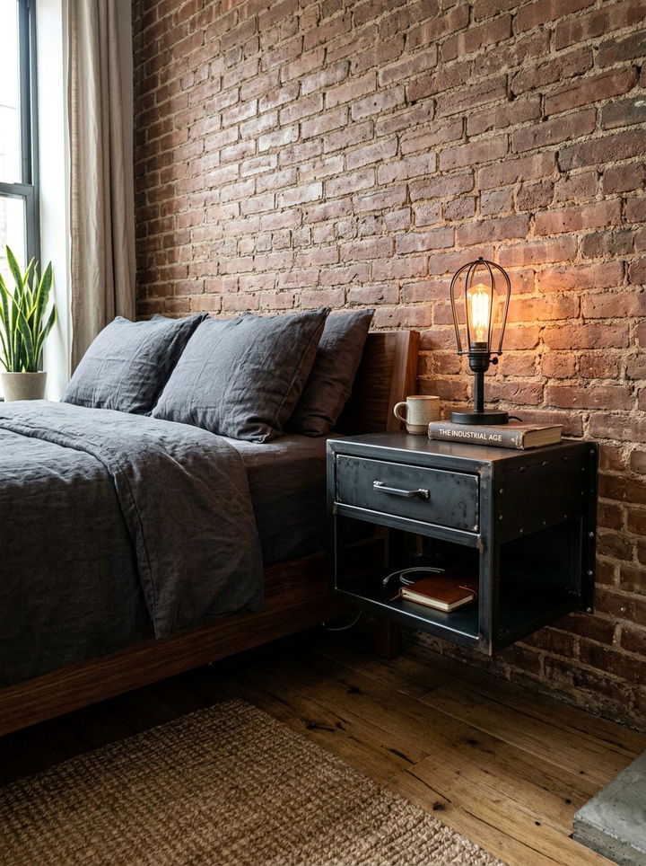 Industrial Metal Floating Nightstand - 30 bedroom floating nightstands