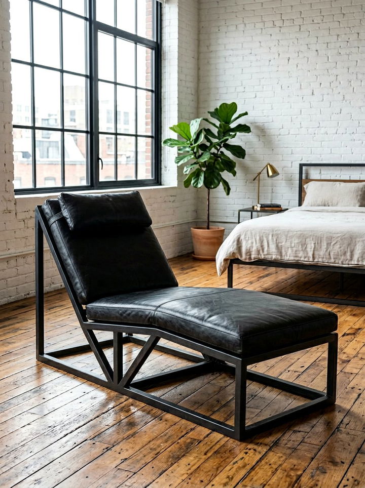 Industrial Metal Frame Chaise Lounge - 30 bedroom chaise lounges