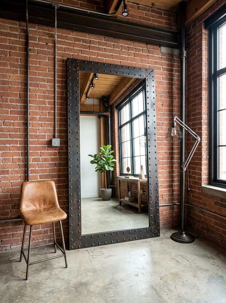 Industrial Metal Frame Mirror - 30 bedroom floor mirrors