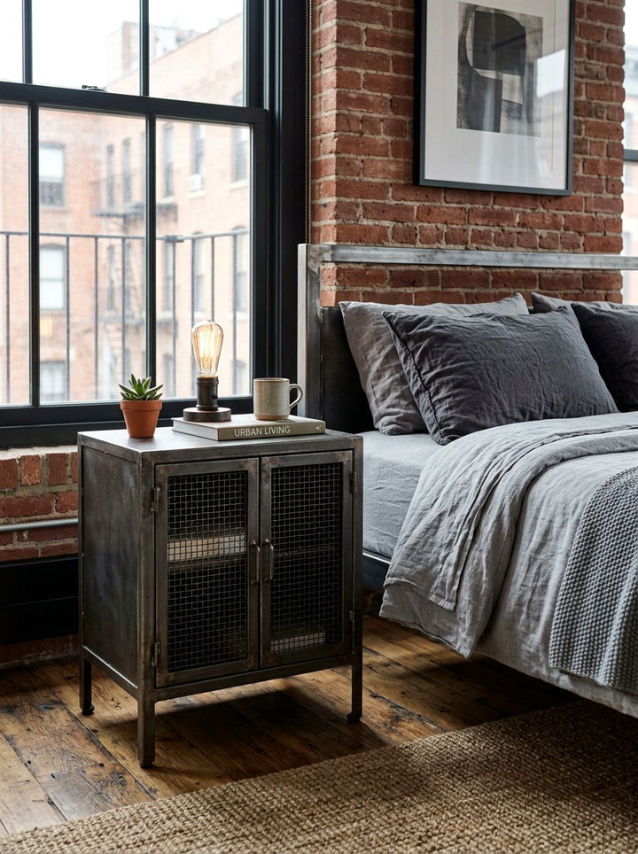 Industrial Metal Nightstand - 30 bedroom vintage nightstands