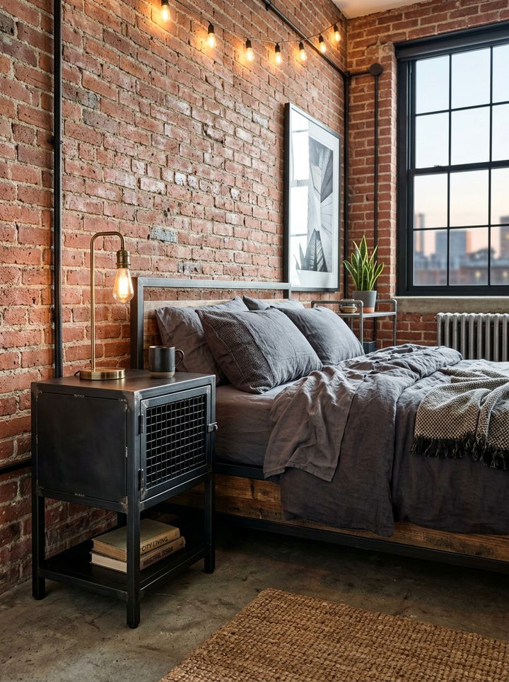 Industrial Metal Nightstand - 30 bedroom nightstand ideas