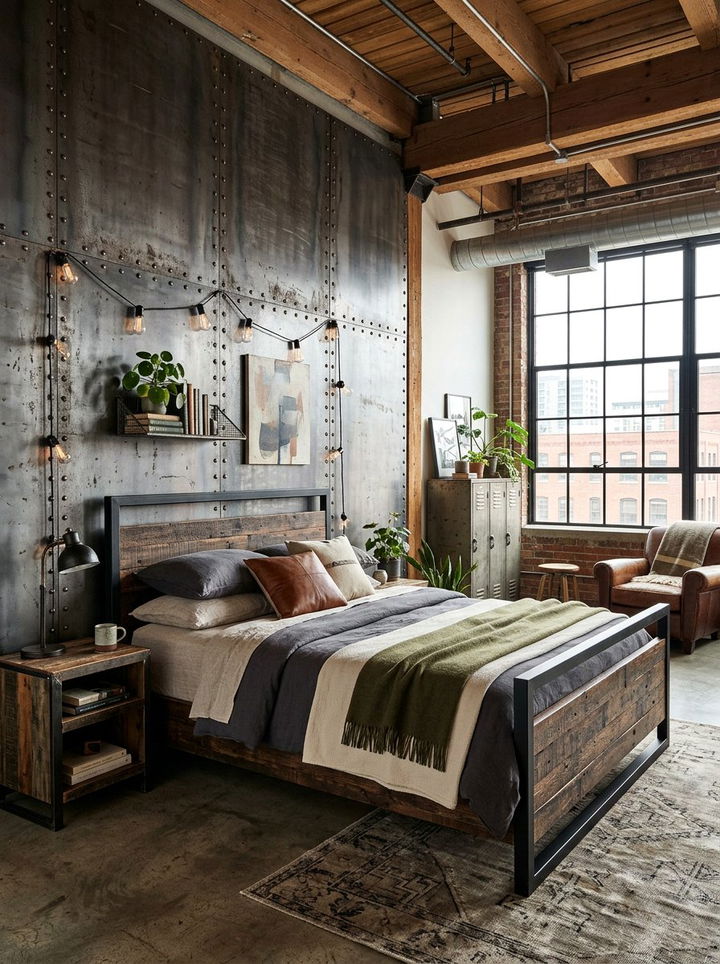 Industrial Metal Paneling - 30 bedroom paneling ideas