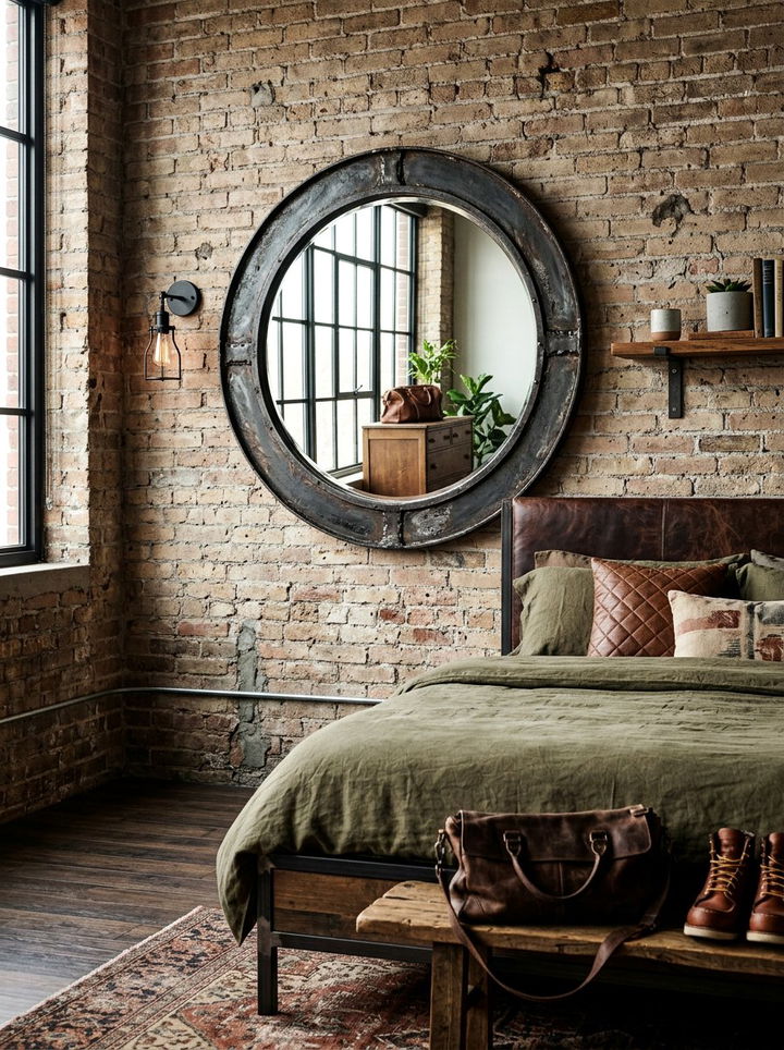 Industrial Metal Round Mirror - 30 bedroom round mirrors