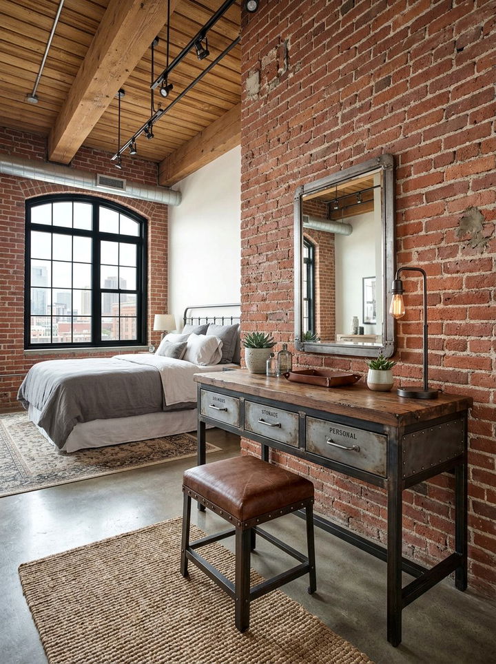 Industrial Metal Vanity - 30 bedroom vintage vanity ideas