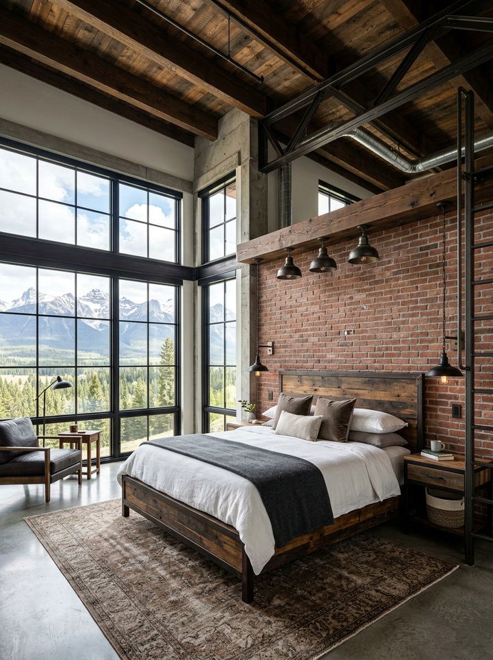 Industrial Mountain Loft Bedroom - 30 mountain house bedroom ideas