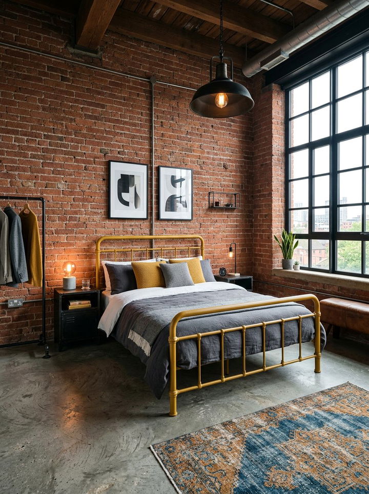 Industrial Mustard Bedroom - 30 mustard bedroom ideas
