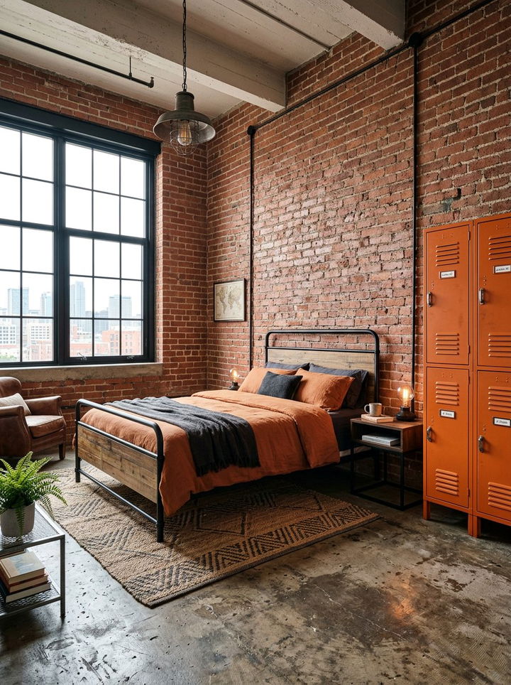 Industrial Orange Bedroom - 30 bright orange bedroom ideas