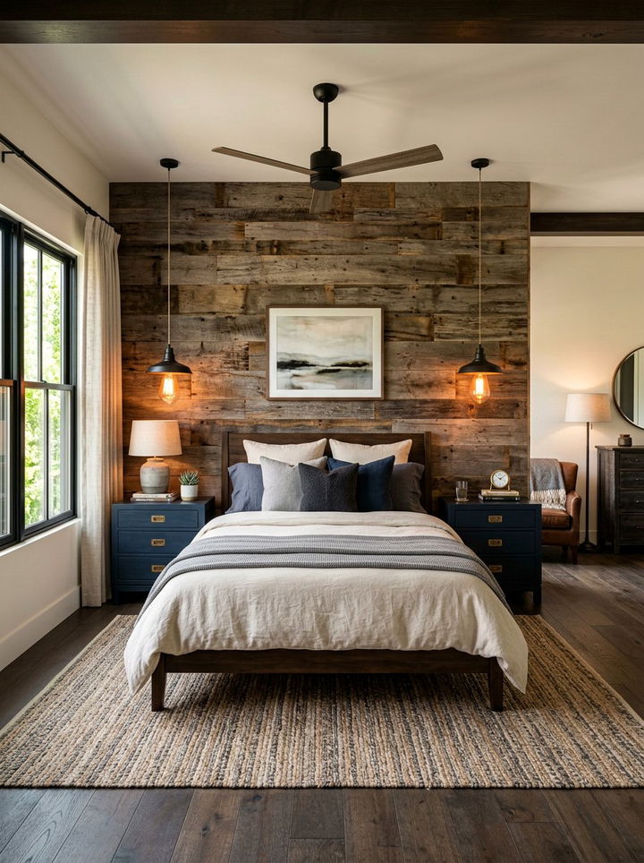 Industrial Pendant Lighting - 30 rustic navy bedroom ideas