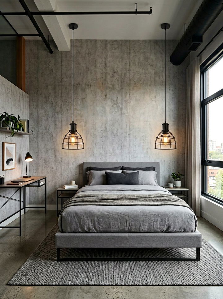 Industrial Pendant Lighting Bedroom - 30 industrial grey bedroom ideas