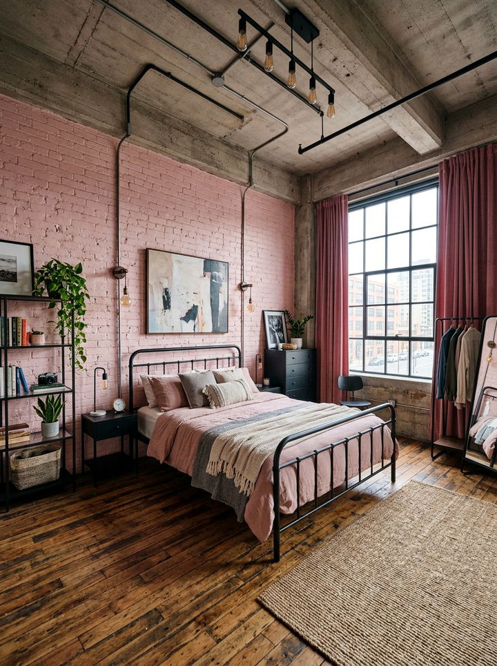 Industrial Pink Bedroom - 30 millennial pink bedroom ideas