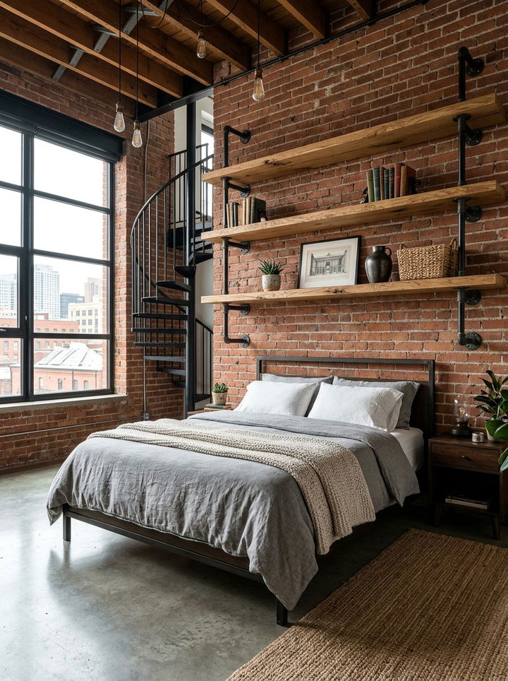 Industrial Pipe And Wood Ledge - 30 bedroom ledge shelves