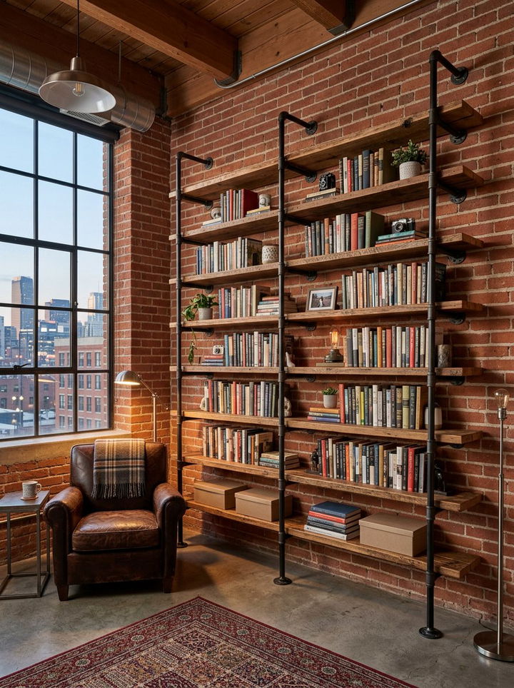 Industrial Pipe Bookshelf - 30 bedroom bookshelf dividers