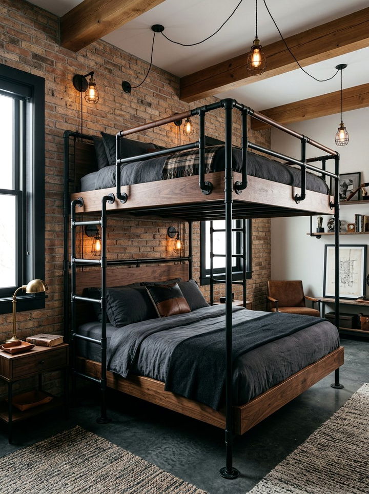 Industrial Pipe Bunk Bed - 30 bedroom bunk bed ideas