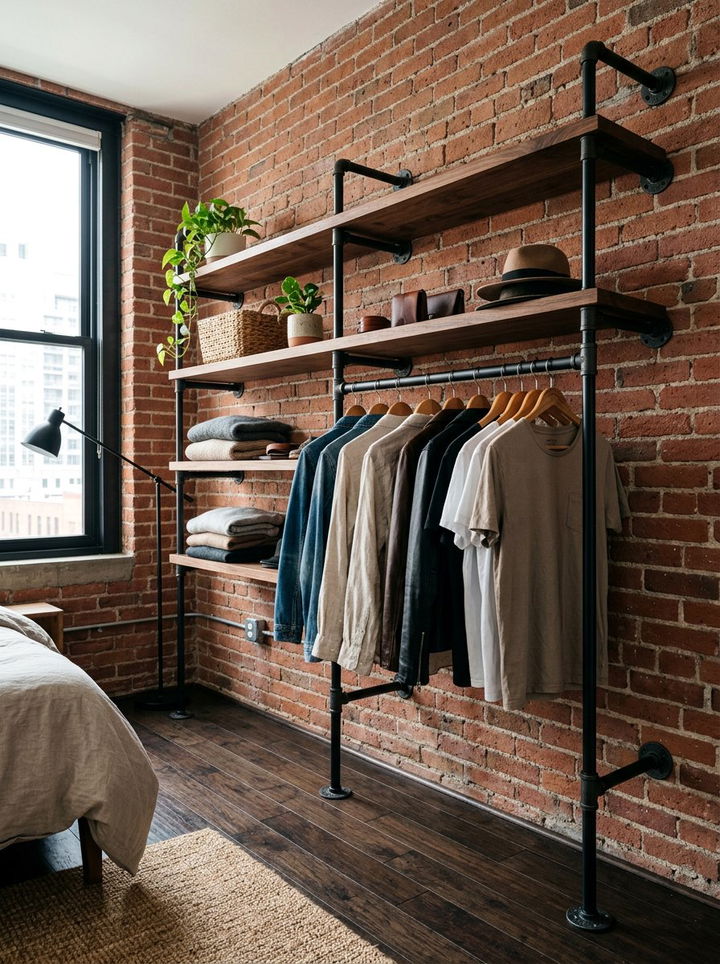 Industrial Pipe Closet Rail - 30 bedroom closet ideas