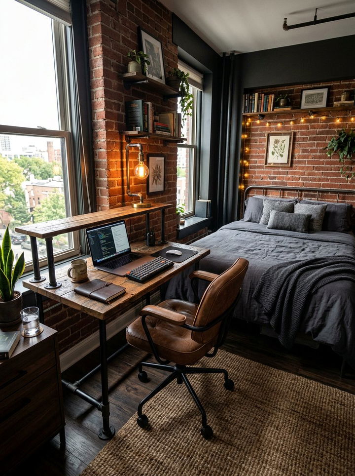 Industrial Pipe Desk - 30 bedroom workstation designs