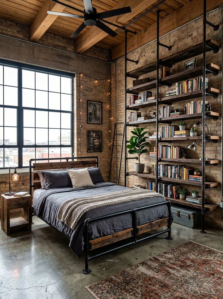 Industrial Pipe Furniture - 30 rustic gray bedroom ideas