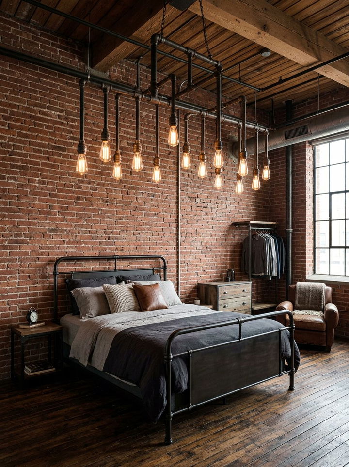 Industrial Pipe Light - 30 bedroom chandelier ideas
