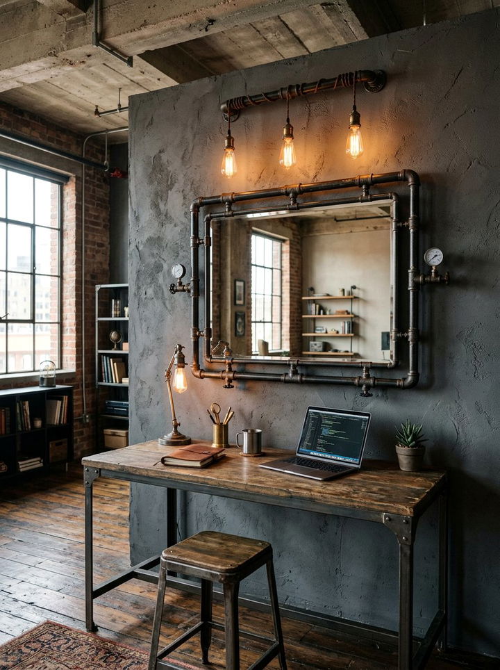 Industrial Pipe Mirror - 30 bedroom vanity mirrors