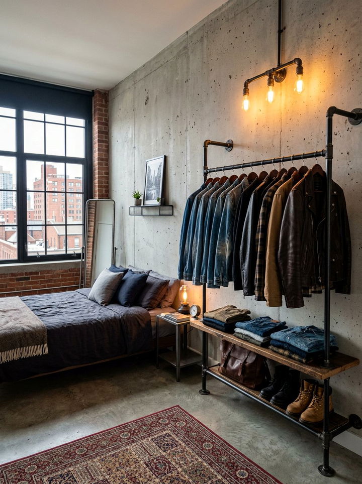 Industrial Pipe Rack - 30 bedroom wooden hangers