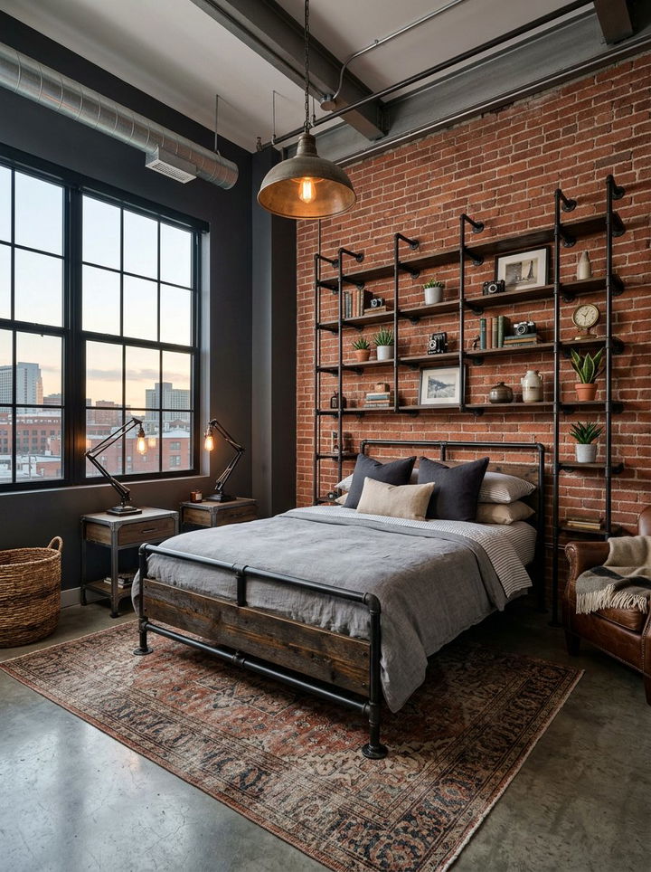 Industrial Pipe Shelving - 30 bedroom shelving ideas
