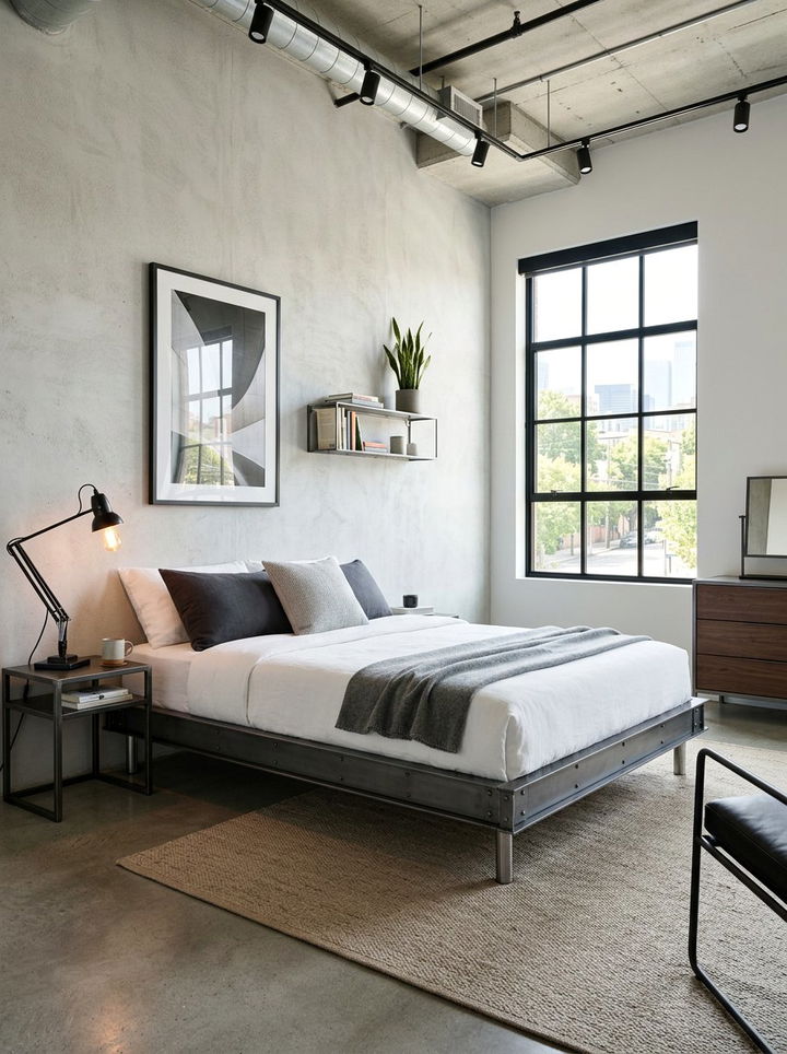 Industrial Platform Bed Bedroom - 30 industrial grey bedroom ideas