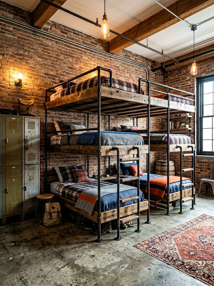 Industrial Quad Bunk Bed Design - 30 quadruple bedroom ideas