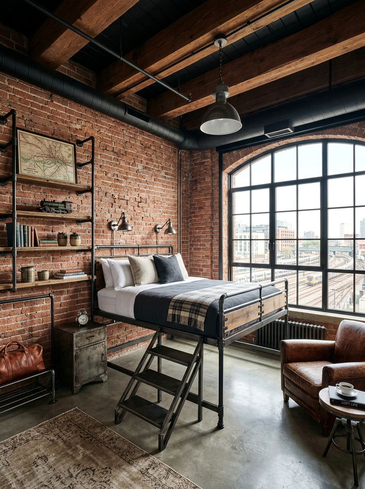 Industrial Railway Loft - 30 train bedroom ideas