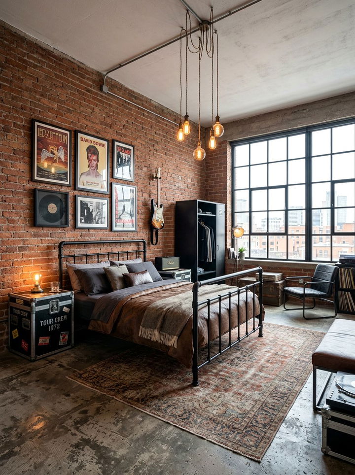 Industrial Rock Star Room - 30 rock and roll bedroom ideas
