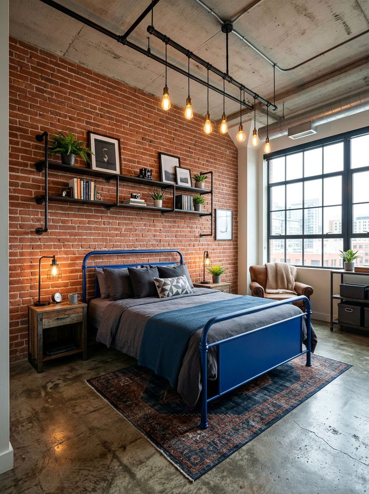 Industrial Royal Blue Bedroom - 30 royal blue bedroom ideas