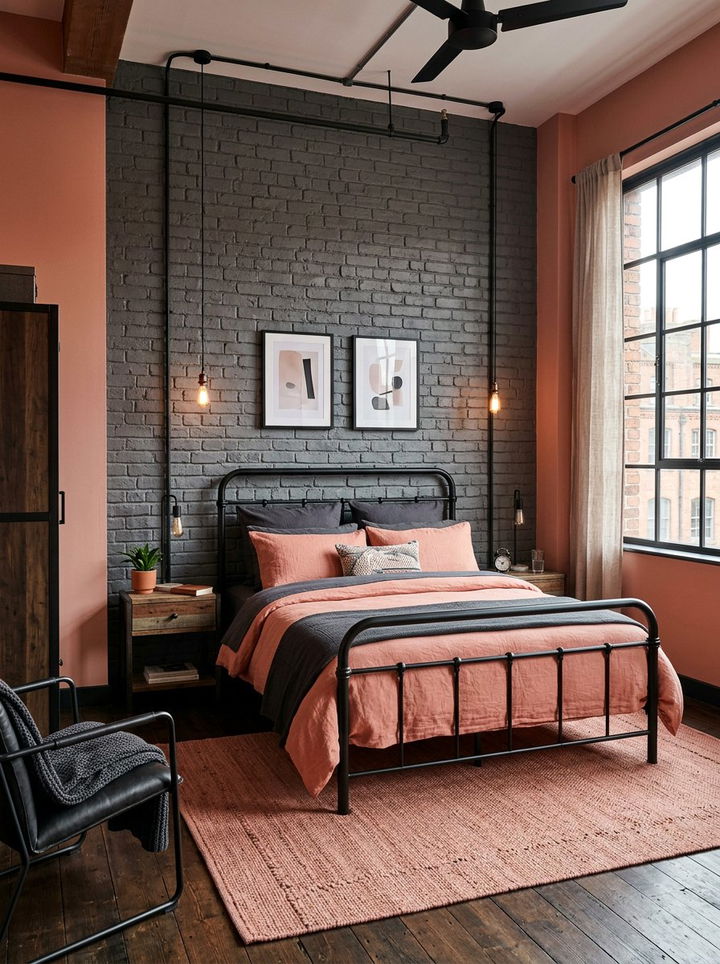 Industrial Salmon Pink Bedroom - 30 salmon pink bedroom ideas
